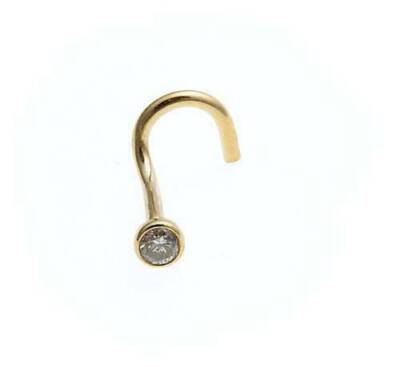 Nuovo Piercing Naso Vero Oro Giallo 750 Brillante Diamante 0,06 Carati 18k - Foto 8
