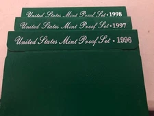 1996, 1997, 1998 United States Proof Set, Green Box (one of each) UNOPENED