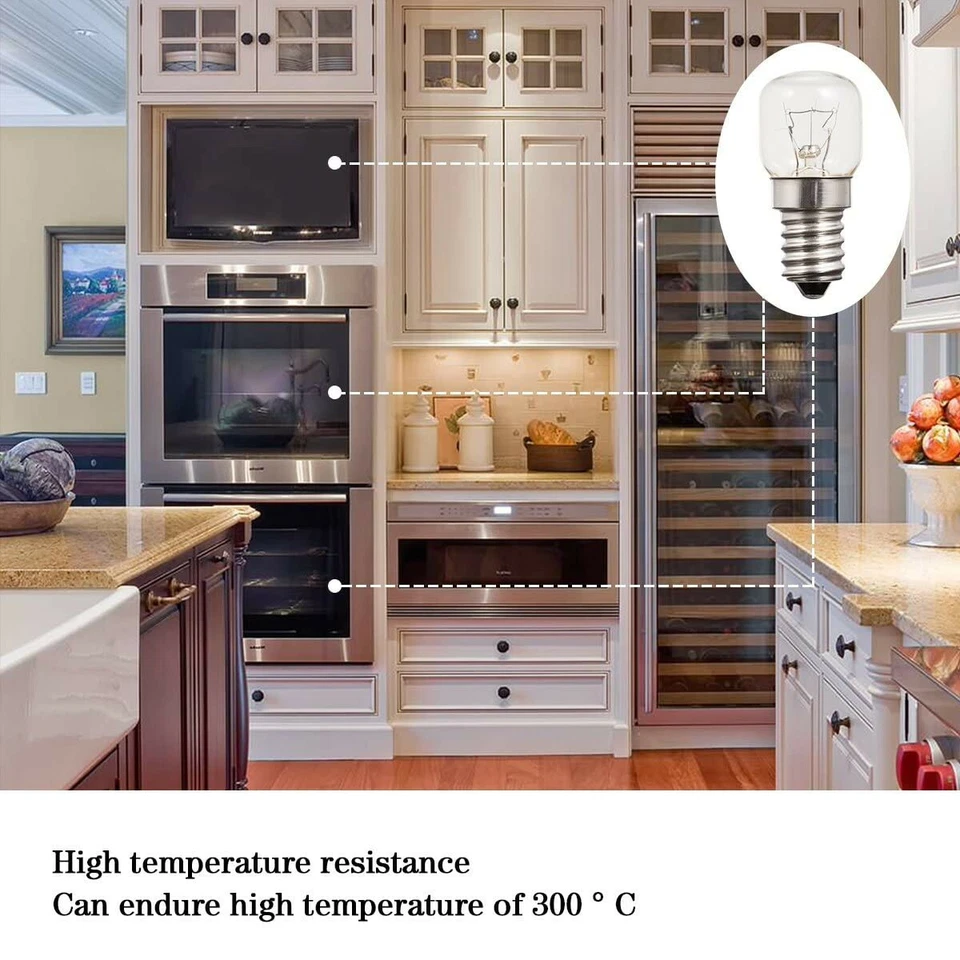 2 Pack E14 Screw Tubular Clear Bulb Light 25W For Oven Fridge and Microwave - Image 4 of 4