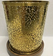 DIPTYQUE CANDLE HOLDER BRASS WITH Wooden BASE 5" x 4"   - See Details