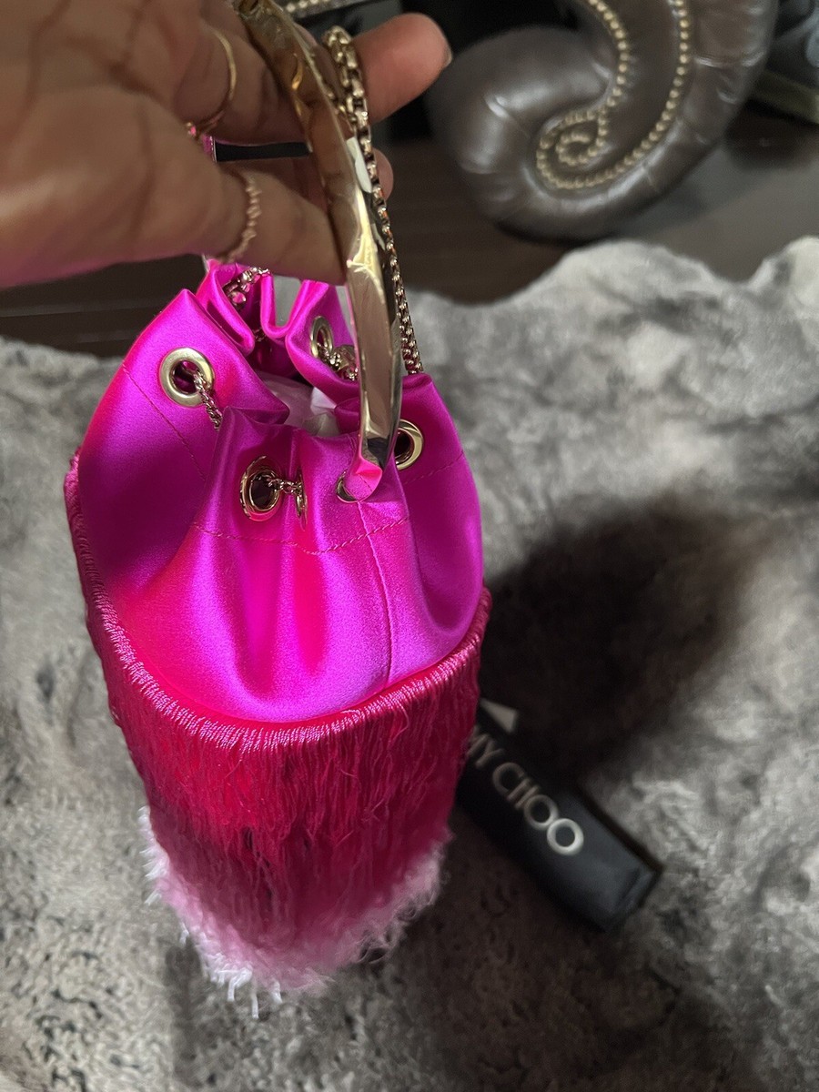 パーティーバッグ JIMMY CHOO BON BON LEATHER FRINGE BAG Bon Bon | Black Nappa Bag with Metal Fringes | JIMMY CHOO