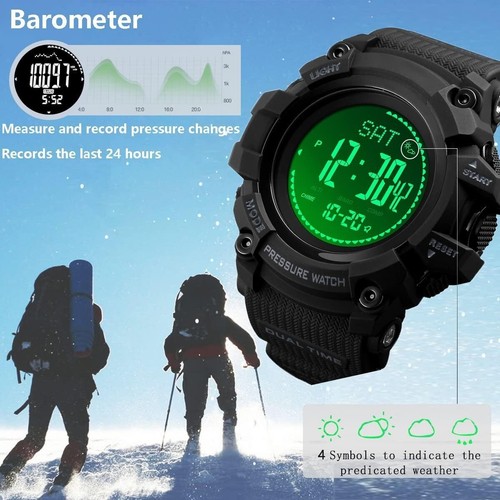 Survival Digital Watch with Compass & Thermometer - Waterproof for Outdoors - Picture 5 of 9