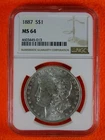 1887 Morgan Silver Dollar (NGC) MS 64