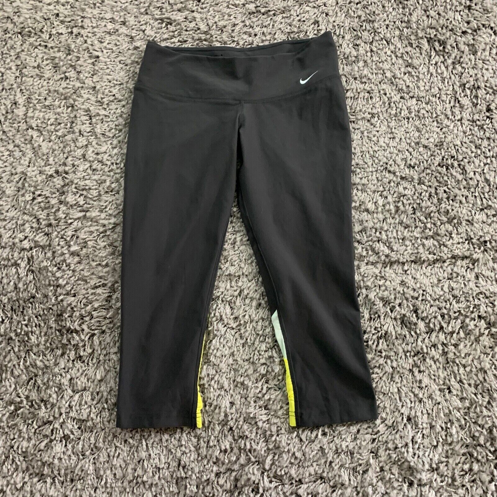 Nike Womens M Medium Gray White Compression Dri-Fit Cropped Leggings