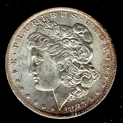 1883 O Morgan Silver Dollar Coin Uncirculated $1 US New Orleans Mint Edge Toning