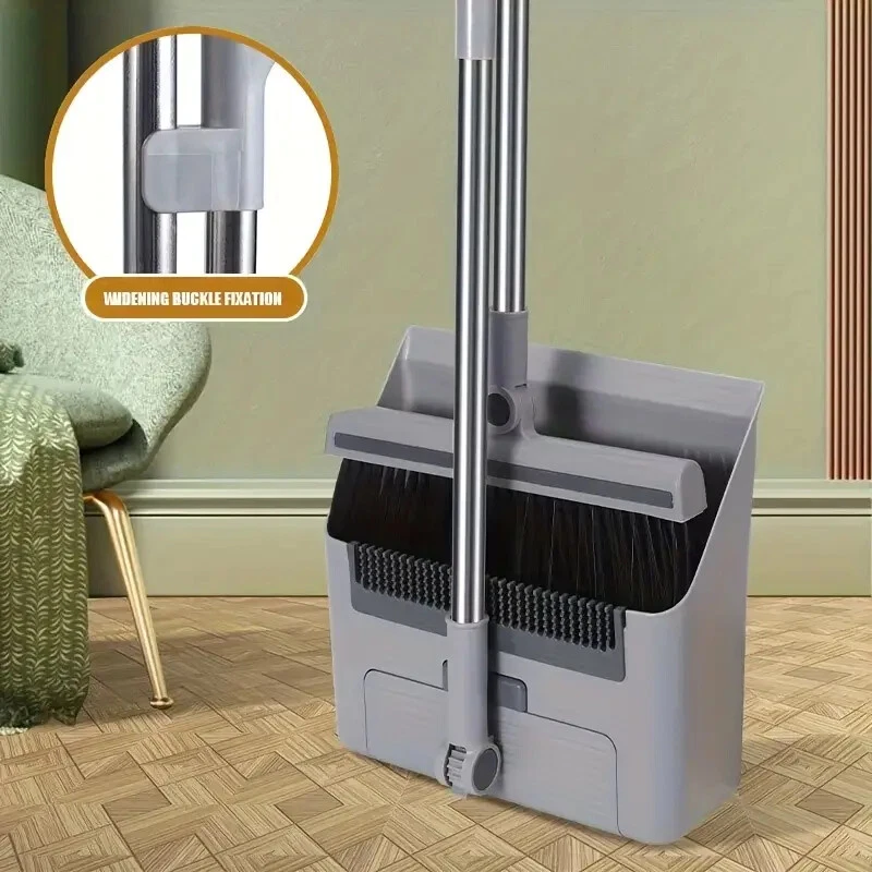 Juego de escoba y recogedor ligero vertical vestíbulo escoba y bandeja antipolvo combo 3 en 1 Foto 2 de 4