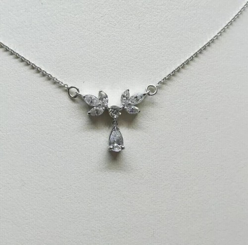 3 Ct Marquise Cut Simulated Diamond Women's Amulet Pendant 14k White Gold Plated - Picture 5 of 10