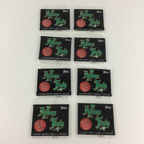 Topps Addams Family 8 Pack Lot Glossy Movie Cards Sticker Vintage 1991 Sealed