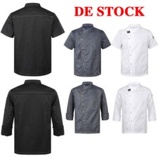 DE ~Herren Kochjacke Mit Knopf Kurzarm Koch Jacke B&auml;ckerjacke Kochhemd Chef Wear