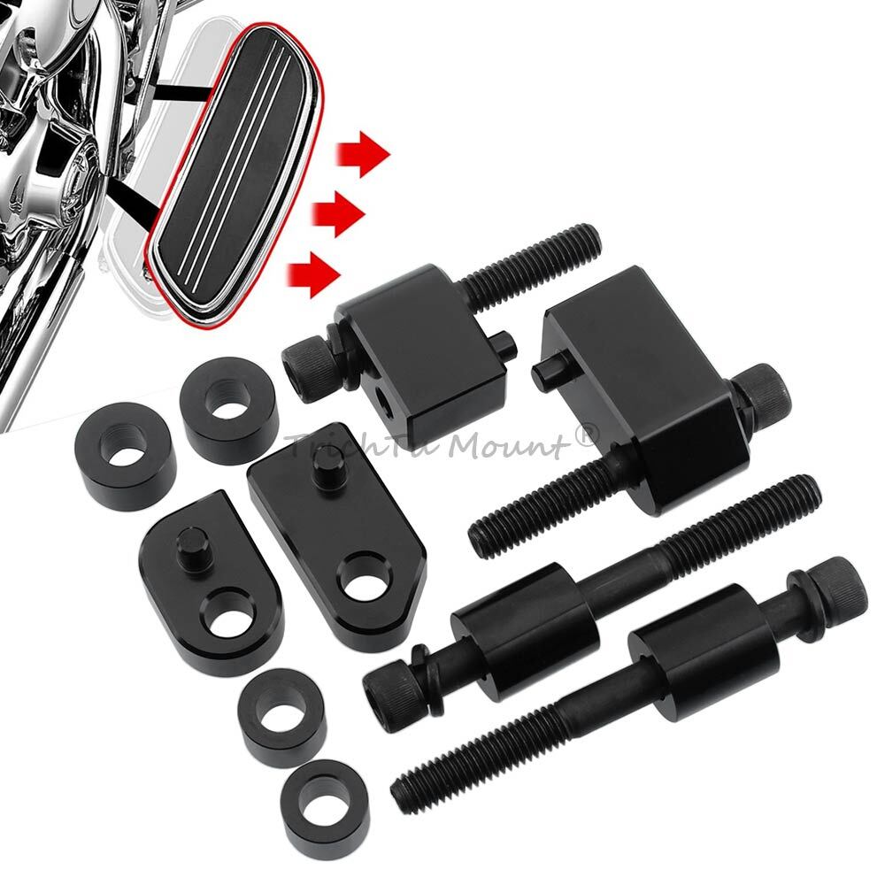 Black Driver Floorboard Extension Spacer Kit For Harley Touring