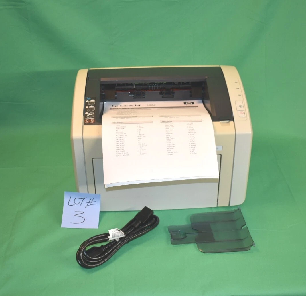 HP LaserJet 1022 Printer W/ Toner & Power Cord LOT#3 882780079533.