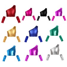 Kids Girls Jazz Hip Hop Dance Outfits Cropped Vest with Gloves Party Performance