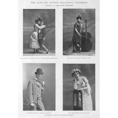 THEATER Schauspieler in Arthur Sullivans ''Geduld'' im Savoyen - antiker Druck 1900