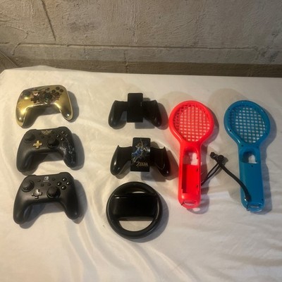 Huge Nintendo Switch Lot: Zelda Pro Controllers, Grips Wheel Rackets Tested