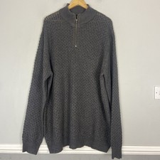 Bad Rhino 1/4 Zip Jumper Mens XXL Grey Open Knit High Neck