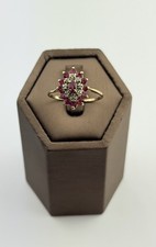 Ruby And Diamond 9ct Gold Ring , Vintage And Hallmarked Natural Rubies Size 9