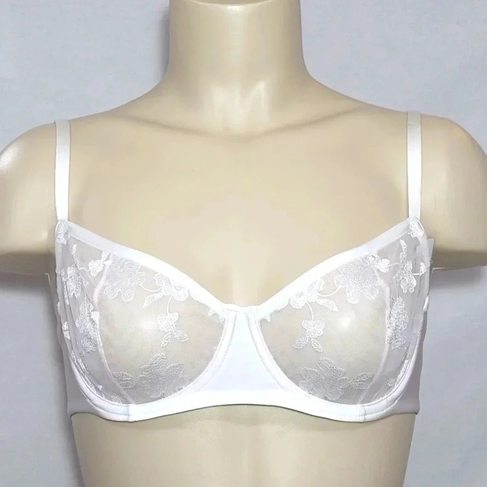 32DDD Felina 190013 Sabrina Sheer Lace Demi UW Bra White NWT