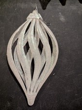 White Glittery Shatter Proof Christmas Ornaments