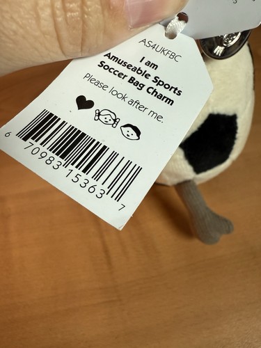 AUTHENTIC Jellycat AMUSEABLES SPORTS SOCCER BAG CHARM New BNWT Plush Keychain - Picture 7 of 8