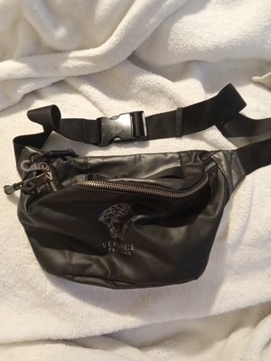 Versace Parfumes Medusa Belt Bag Fanny Pack Unisex Black Soft Leather