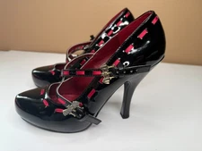 Funtasma Vampire-10 - Black-Burgundy Platform 4 Inch Heel Patent Size 8