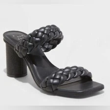 A New Day Black Basil Mule Heels Size 6