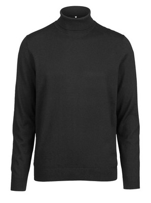 Marvelis Mens Roll Neck Jumper Casual Fit Merino Plain Black