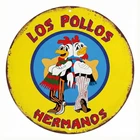 Vintage Los Pollos Hermanos Metal Tin Sign - Breaking Bad Inspired Round Wall