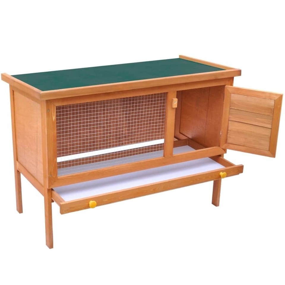 vidaXL Outdoor Rabbit Hutch Small Animal House Pet Cage 1 Layer Wood ...