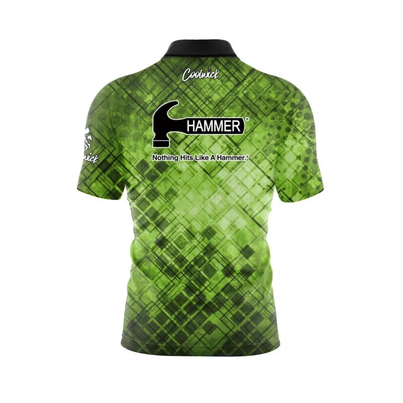 Hammer Green Expression Quick Ship CoolWick Sash Zip Bowling Jersey
