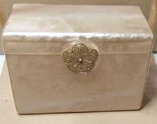 Vintage Wilardy Lucite Box Purse Handbag Marbled or Mother of Pearl Flower Clasp