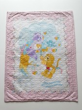 Vintage 1985 Care Bears Cousins Quilted Baby Blanket Wall Hanging 43"x33 Pink