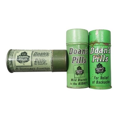 3x Vintage Doan s Pills Tin Lot Apothecary Advertising Medicine Containers