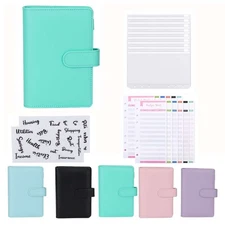 PU Leather Notebook A6 Ring Binder Budget Planner Organizer Cover Pockets Labels