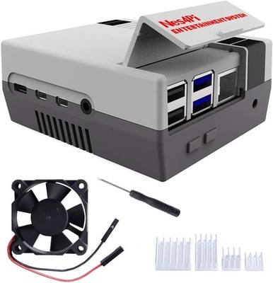 Retro Gaming Nes4Pi Gehäuse für Raspberry Pi 4 Model B Mit Lüfter und Kühlkörper