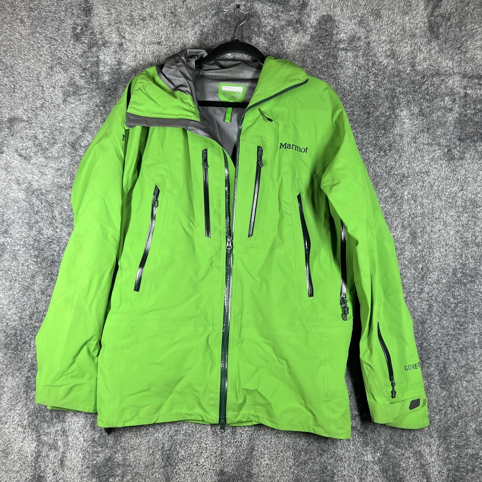 Marmot Jacket Mens M Green GORE-TEX Pro Hooded Rain Coat Waterproof Lined