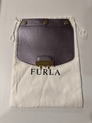 Authentic Furla Metropolis Interchangeable Flap Mauve Leather Gold With Dust Bag