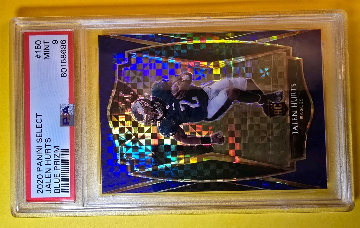 2020 Panini Select - Premier Level Jalen Hurts #150 Blue Prizm /149 (RC) PSA 9 view 5