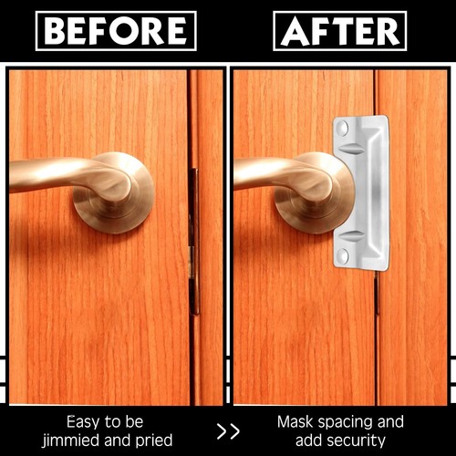 2 Pcs Latch Guard Plate Cover Stainless Steel Door Security Strike Latch Prot... - Picture 4 of 6