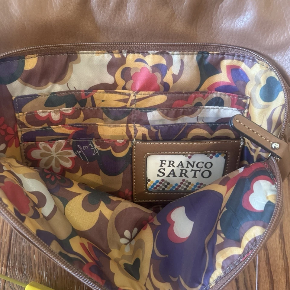 Franco Sarto Marrón Imitación Cuero Bolso de Mano Cartera Bandolera Bolso de Hombro Bolsillos Foto 3 de 4