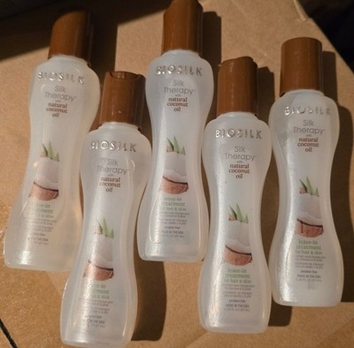 5 Pack Biosilk Silk Therapy Coconut Oil Leave-In Treatment Hair Skin 2.26 oz Ea