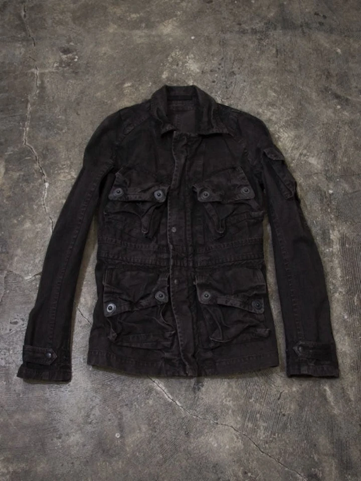 Julius Máscara Gas Chaqueta Militar Capucha Conjunto Talla 1 Usado Cuero Estilo Foto 2 de 4