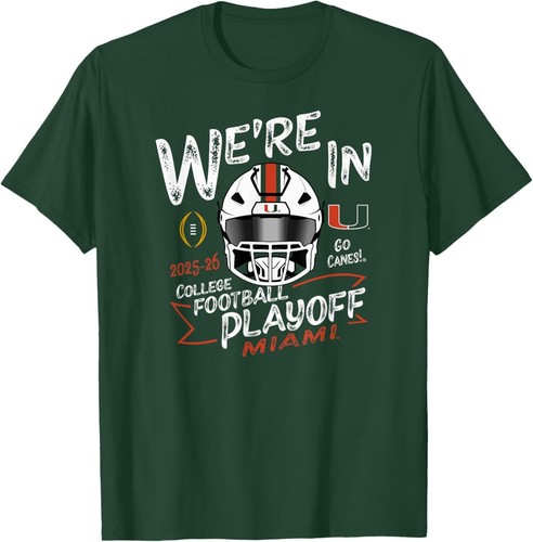 Miami Hurricanes CFP College Football Playoff 2025-26 Green T-Shirt
