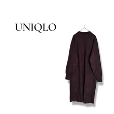 UNIQLO Knit Long Sleeve Dress Dark Brown Loose Fit Used