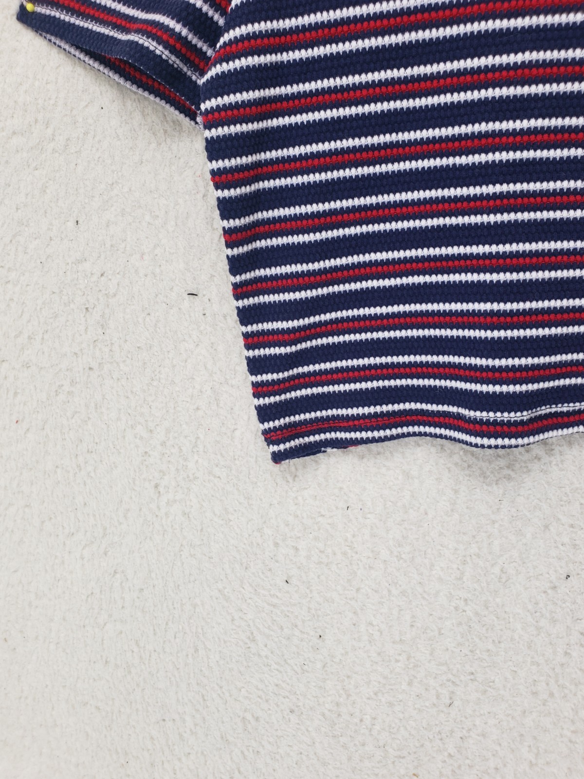 Zara Trafaluc Women Top Small Blue Striped Cotton Blend Short Sleeve Cropped Fit