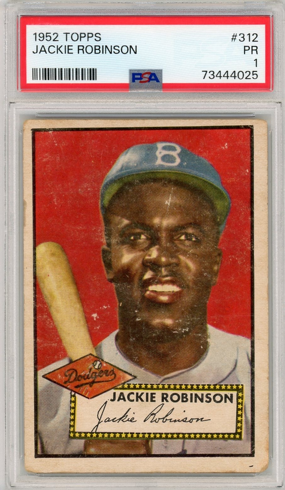Jackie Robinson #312 Baseball Cards 1952 Topps trading card — raw and PSA graded price guide