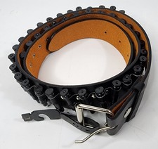 Black Leather Y2K Strudded Bullet Belt Punk Goth Rock Biker Size Large