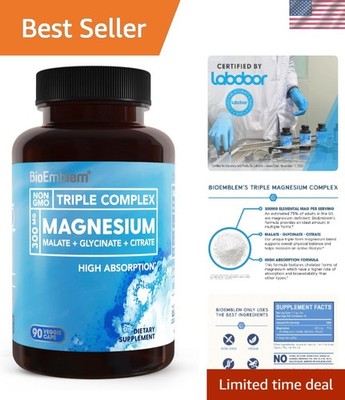 Triple Magnesium Complex | 300mg Magnesium Glycinate, Malate & Citrate | High...