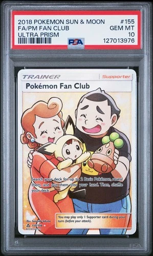 2018 POKEMON SUN & MOON ULTRA PRISM #155 FULL ART/POKEMON FAN CLUB PSA 10