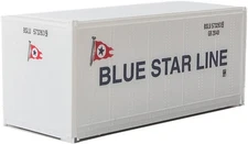 Walthers HO Scale 20' Smooth-Side Container Blue Star Line (White/Red/Blue)